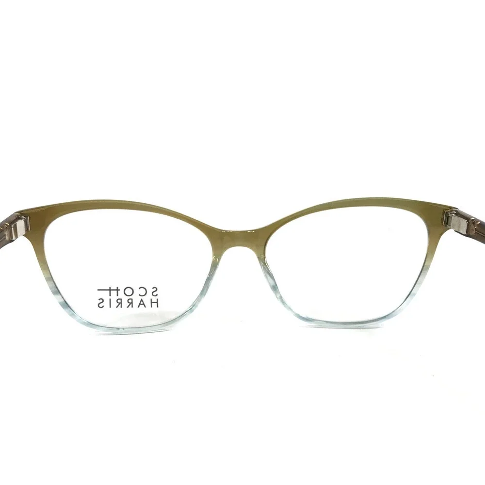 Scott Harris Eyeglasses Frames SH-626 C1 Aqua Brown Blue Cat Eye 53-16-138
